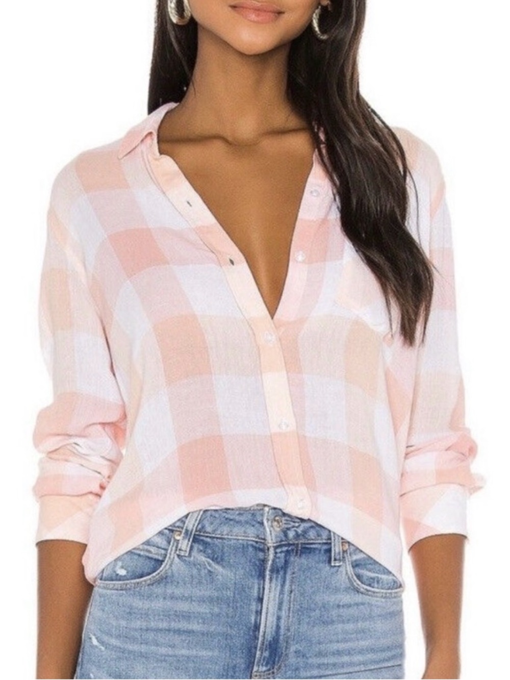 Rails Hunter  Pink & White Plaid Button-Down Shirt
